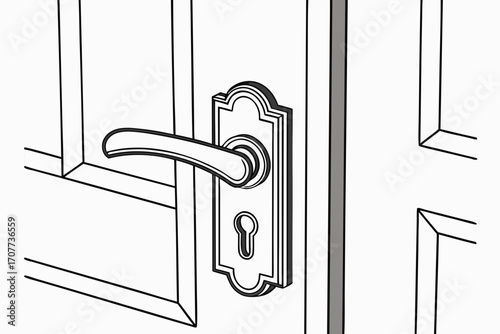 Ornate Door Handle and Keyhole Illustration 1.