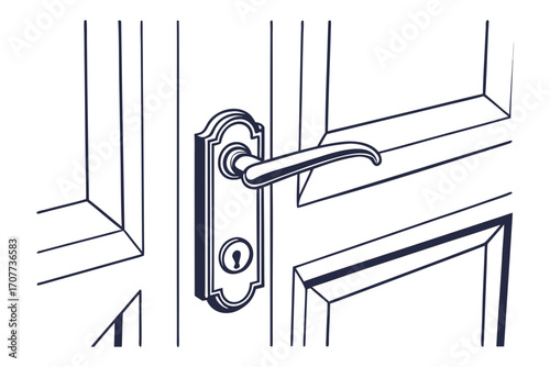 Ornate Door Handle and Lock Detail.