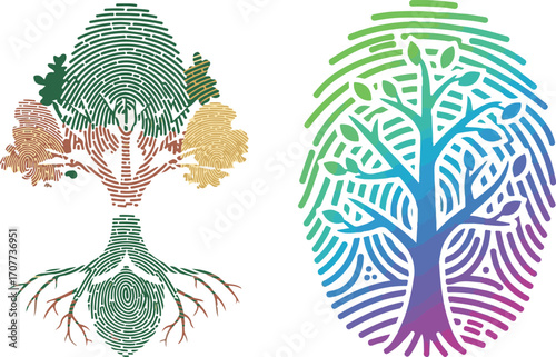 Fingerprint Tree Graphic Design