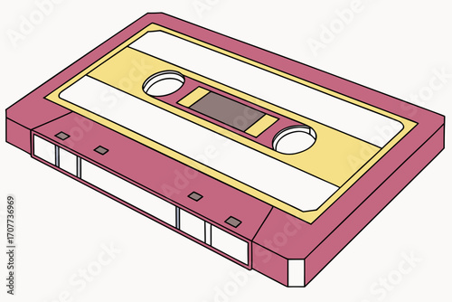 Retro Pink and Yellow Cassette Tape.
