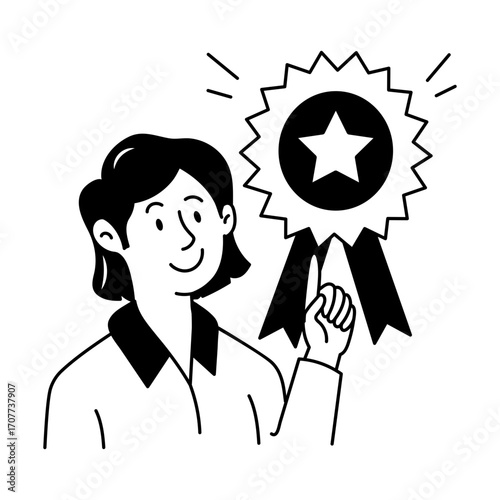 A doodle style icon representing badge
