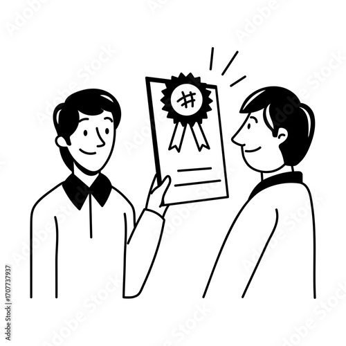 A drawing style icon showing employee award
