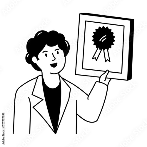 A sketchy style icon depicting doctor award