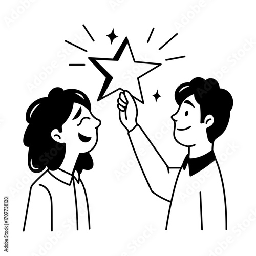 A drawing style icon showing star performer
