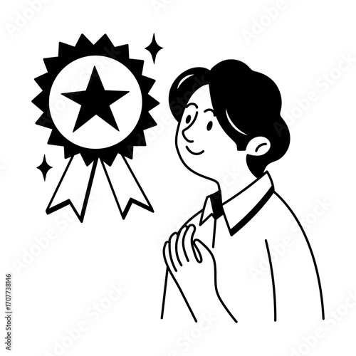 A doodle style icon representing winner badge
