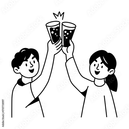 A doodle style icon representing toasting
