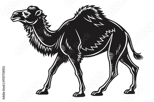 Stylized Black Camel Silhouette Illustration.