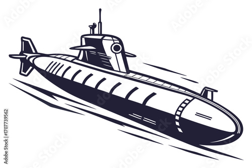 Stylized Illustration of a Submarine in Motion.
