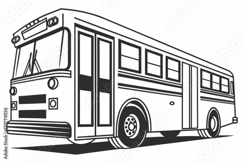 Vintage School Bus Illustration.