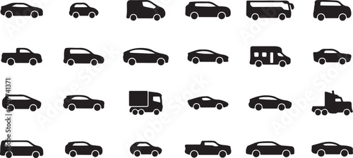 vehicle icons, transport vector, car symbols, motorcycle pictograms, bus outline, van vector, truck icons, auto silhouette, travel transport icons, automotive outline set