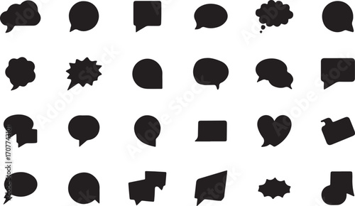 speech bubble icons, chat symbols, communication vector icons, message pictograms, dialogue graphic icons, conversation outline symbols, talk bubble icons, text message graphics, social media chat ico