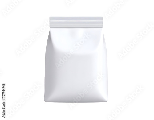 White Blank Stand-Up Pouch Packaging Mockup with Zipper Isolated on Black Background