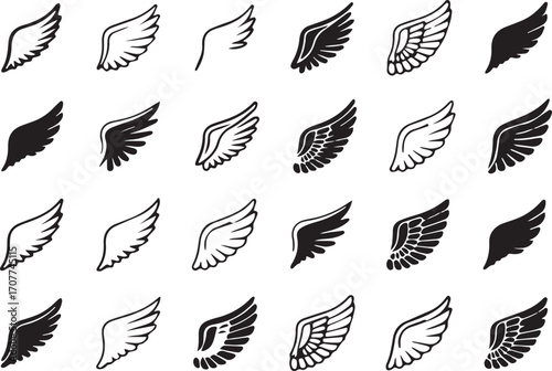 wings icon, feather illustration, wing outline art, minimal wings vector, bird wing sketch, angel wings design, feather flat icon, wings silhouette, black white wings art, wing doodle sketch, feather 