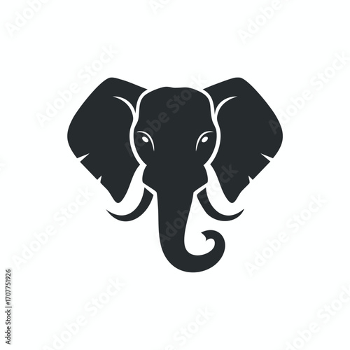 Silhouette of an elephant's head, simple and elegant design.