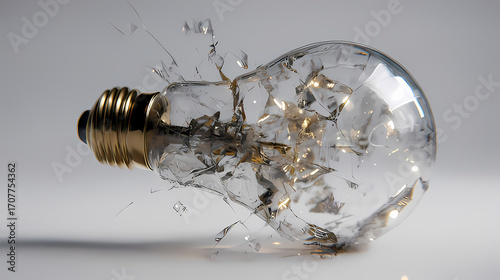 Das Glas einer Glühbirne zerbricht.