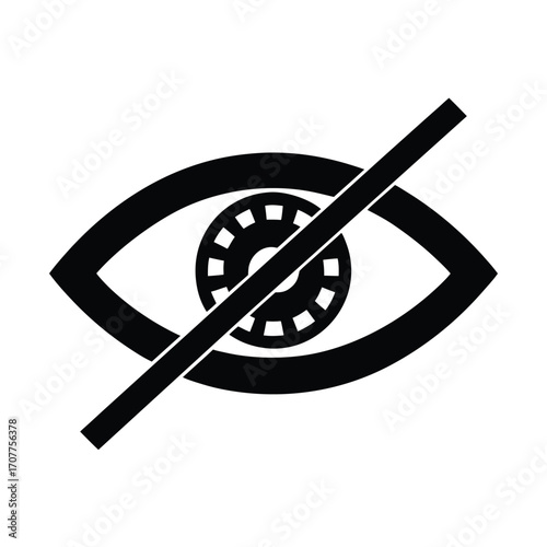 Password Eye With Slash Flat Vector