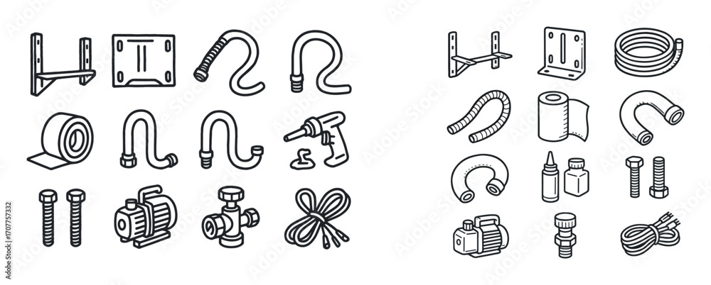 Naklejka premium Heat Pump Installation Icons