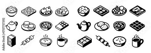 Isometric Family Snack Icons