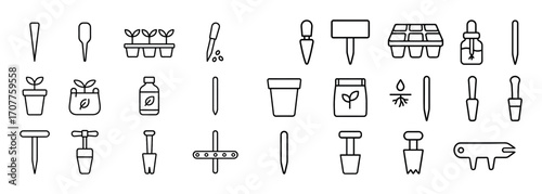 Minimalist Garden Tools Icons