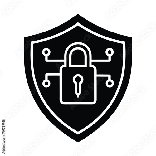 Shield With Binary Locks Cyber Icon