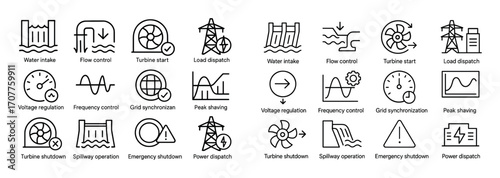Hydroelectric Icons Set