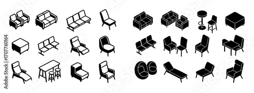 Isometric Airport Lounge Icons