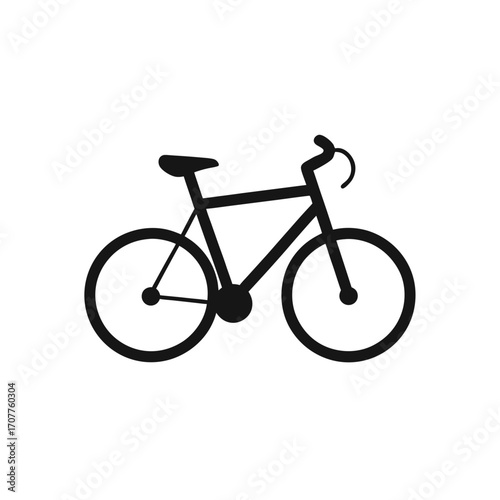 Silhouette image of a bicycle in black on transparent background