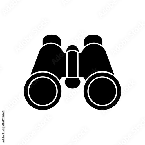 Silhouette image of binoculars on white on transparent background