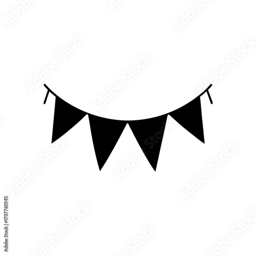 Silhouette of a party pennant decoration on transparent background