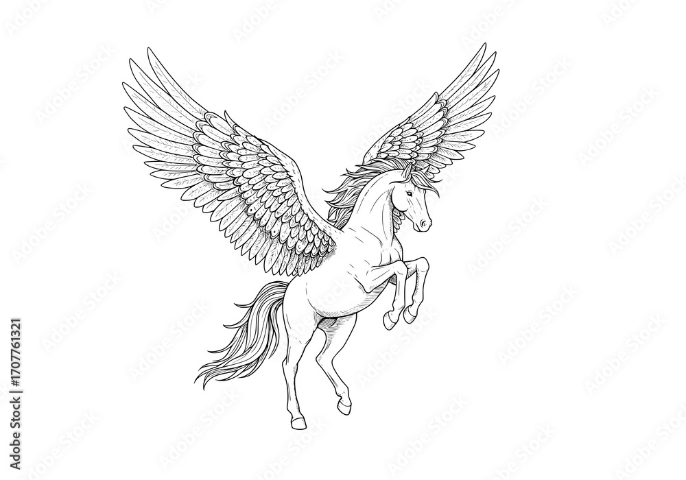 Fototapeta premium Pegasus Line Art
