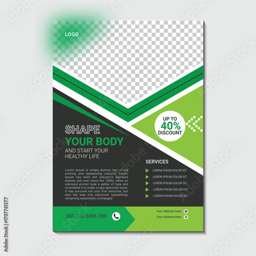 Gym fitness flyer template design