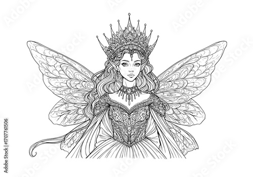Detailed Fairy Queen Coloring Page