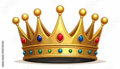 Golden crown with colorful jewels vector