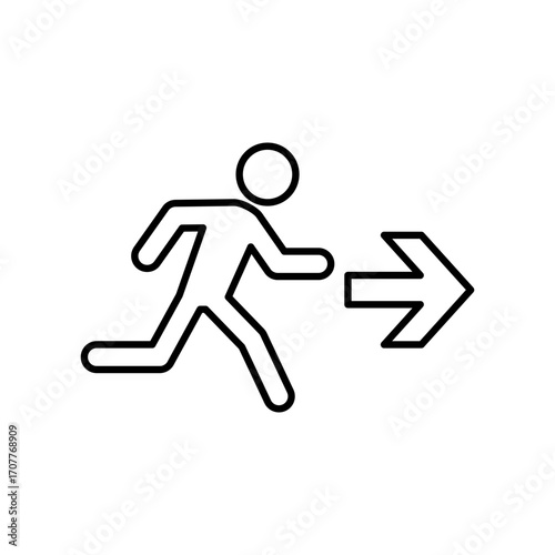 Emergency Exit Sign Icon – Flat Design Contrast Colors Safety Symbol