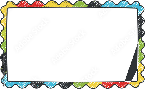 Colorful hand drawn jagged edge frame with blank space on transparent background