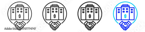 Investment Deal icon set collection in creative outline style for business with multiple thickness variations suitable for acquisition illustration vector and design needs