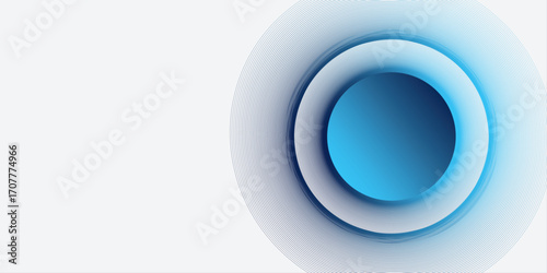 Abstract trendy gradient shapes composition elegant hipster futuristic | Modern one side 3d geometric circle shape blue and white colour background | Vector illustration