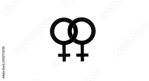 Isolated Lesbians symbol interlocking representing female homosexuality and women community