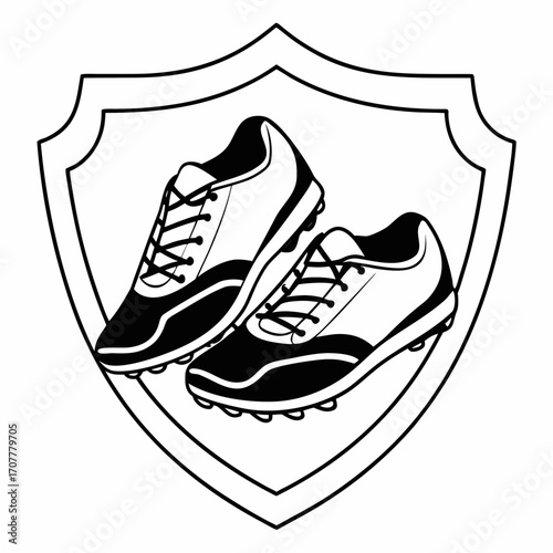Soccer Cleats within a Shield Emblem shoes footwear
