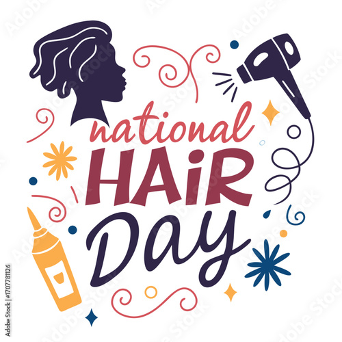 NATIONAL HAIR DAY vector illustration