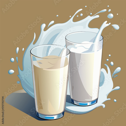 Milk vector. milk.  Realistic glass of milk isolated on transparent background. Vector illustration. Glass of milk. Toasting with Milk Glass. Tall glass of milk against a white background. 
