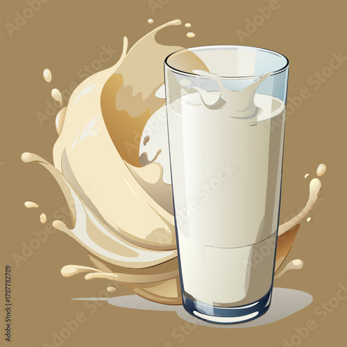 Milk vector. milk.  Realistic glass of milk isolated on transparent background. Vector illustration. Glass of milk. Toasting with Milk Glass. Tall glass of milk against a white background. 