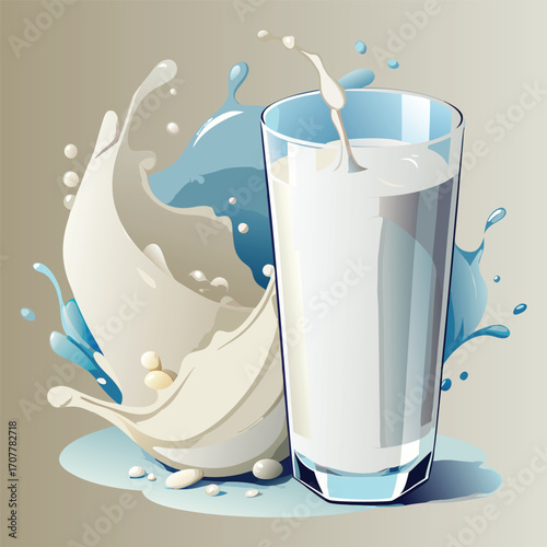 Milk vector. milk.  Realistic glass of milk isolated on transparent background. Vector illustration. Glass of milk. Toasting with Milk Glass. Tall glass of milk against a white background. 