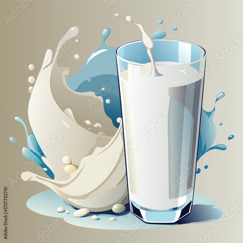 Milk vector. milk.  Realistic glass of milk isolated on transparent background. Vector illustration. Glass of milk. Toasting with Milk Glass. Tall glass of milk against a white background. 