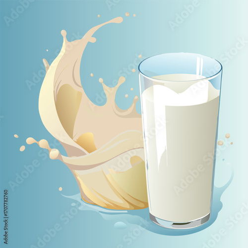 Milk vector. milk.  Realistic glass of milk isolated on transparent background. Vector illustration. Glass of milk. Toasting with Milk Glass. Tall glass of milk against a white background. 