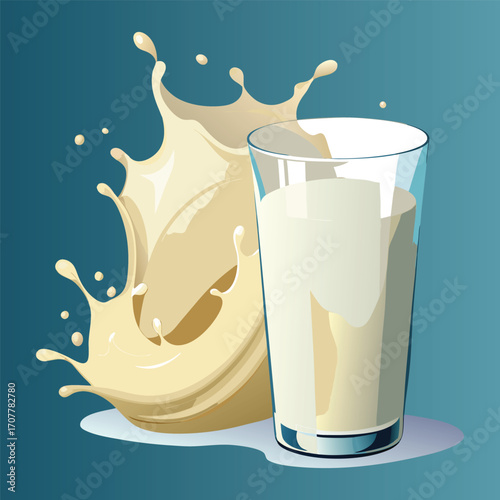 Milk vector. milk.  Realistic glass of milk isolated on transparent background. Vector illustration. Glass of milk. Toasting with Milk Glass. Tall glass of milk against a white background. 