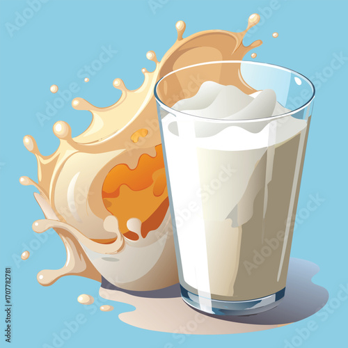 Milk vector. milk.  Realistic glass of milk isolated on transparent background. Vector illustration. Glass of milk. Toasting with Milk Glass. Tall glass of milk against a white background. 