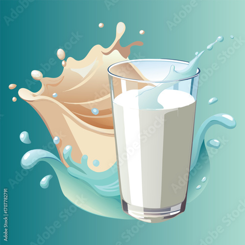 Milk vector. milk.  Realistic glass of milk isolated on transparent background. Vector illustration. Glass of milk. Toasting with Milk Glass. Tall glass of milk against a white background. 