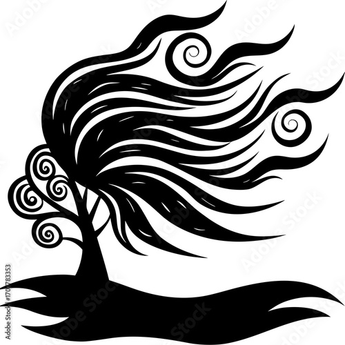 silhouette of a tree with flowers