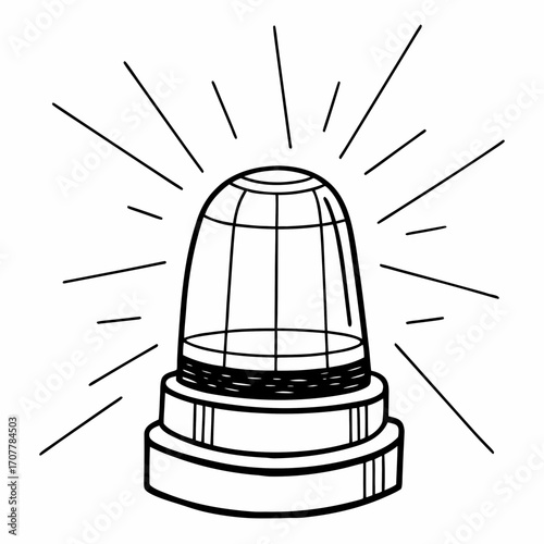 Flashing Siren Light with Radial Burst Lines alarm warning